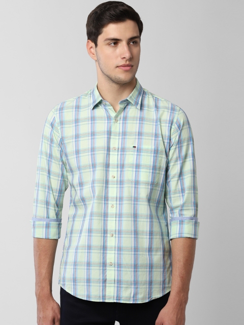 

Peter England Casuals Men Green & Blue Slim Fit Checked Casual Shirt