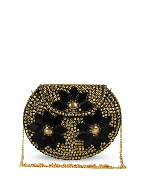 

Anekaant Gold-Toned & Black Embellished Embellished Clutch