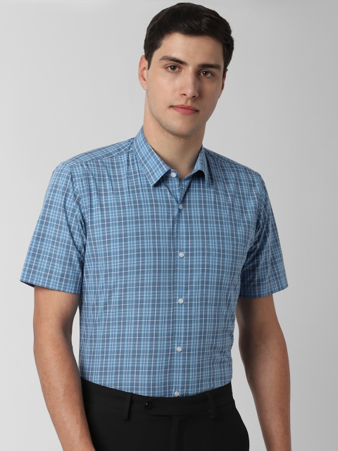 

Peter England Men Blue & Black Slim Fit Checked Formal Shirt