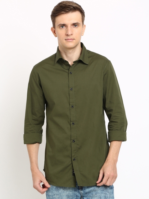 

TED HARBOR Men Green Slim Fit Solid Casual Shirt