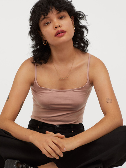 

H&M Women Peach-Coloured Long Strappy Top