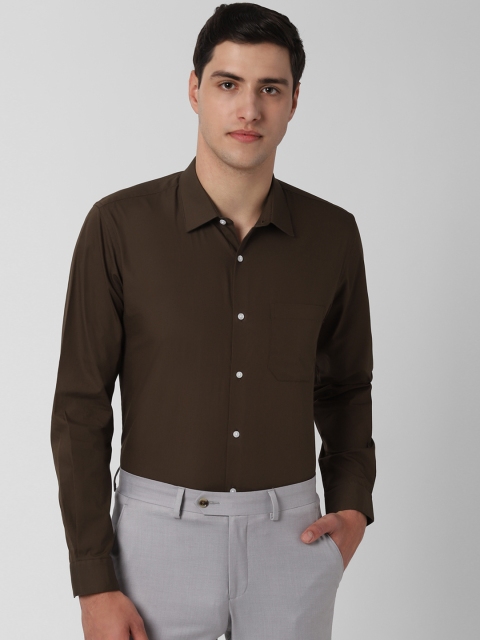 

Peter England Men Olive Brown Slim Fit Solid Formal Shirt