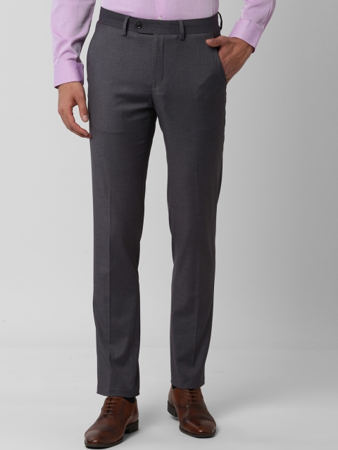 

Peter England Men Grey Slim Fit Solid Formal Trousers