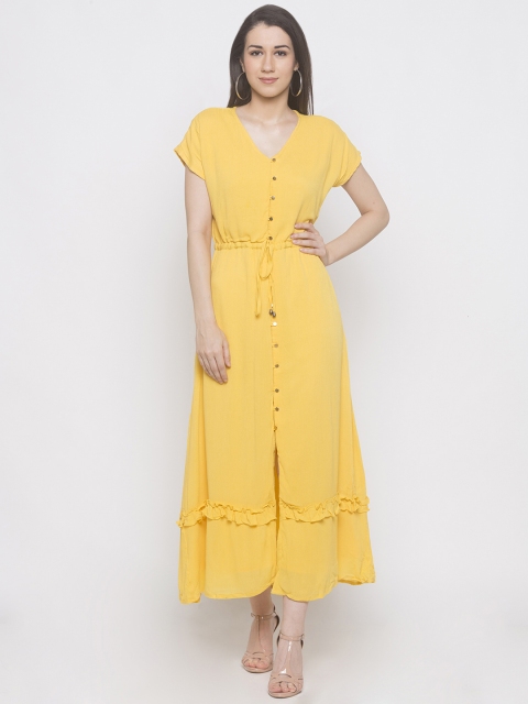 Globus Women Yellow Solid Maxi Dress