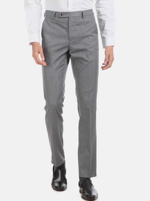 

Arrow Men Grey Tapered Fit Self Design Formal Trousers