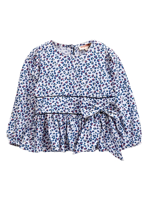 

Hugsntugs Girls Blue & White Printed A-Line Top