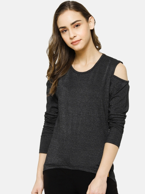 

Campus Sutra Women Charcoal Grey Solid Top