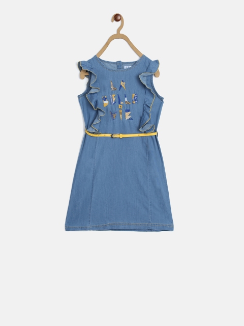 

ELLE Girls Blue Embroidered A-Line Dress