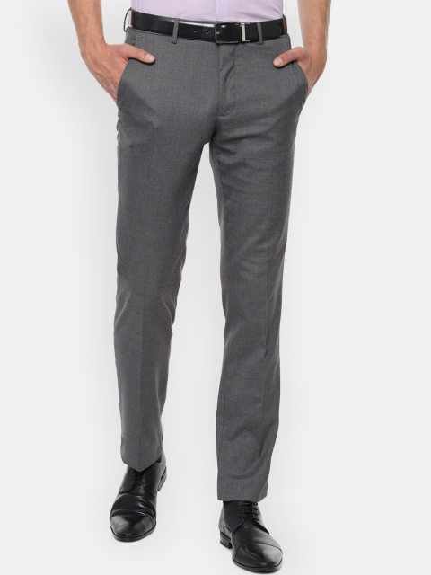 

Van Heusen Men Grey Slim Fit Solid Formal Trousers