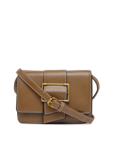 

Moedbuille Tan Brown Solid Sling Bag