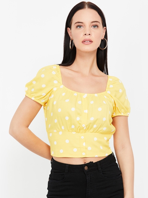 

Ginger by Lifestyle Women Yellow Printed Blouson Top