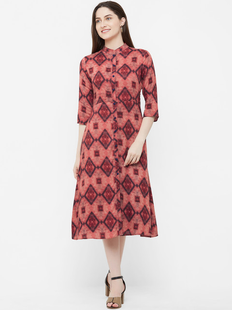 

INDE by MISH Women Red Printed Ethnic Dress