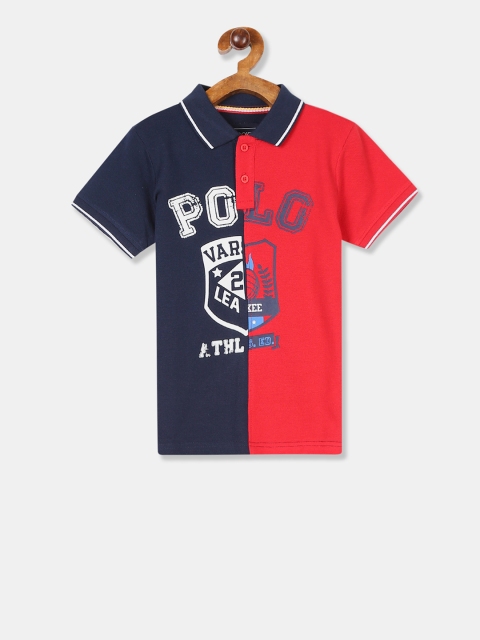 

Cherokee Boys Red & Navy Blue Printed Polo Collar T-shirt