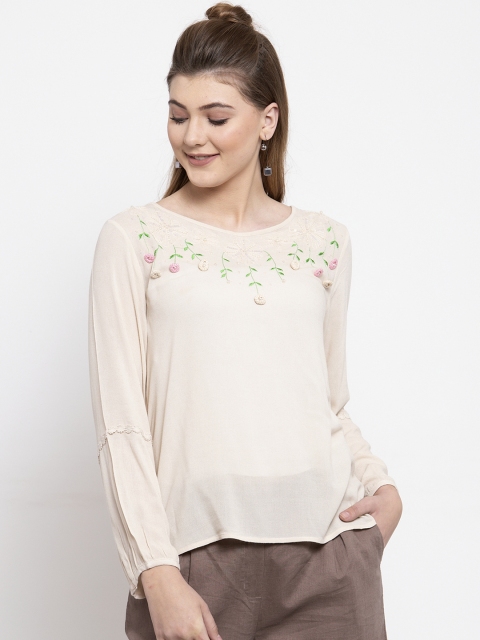 

Gipsy Women Cream-Coloured Embroidered Tunic