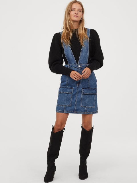 

H&M Women Blue Denim Dungaree Dress