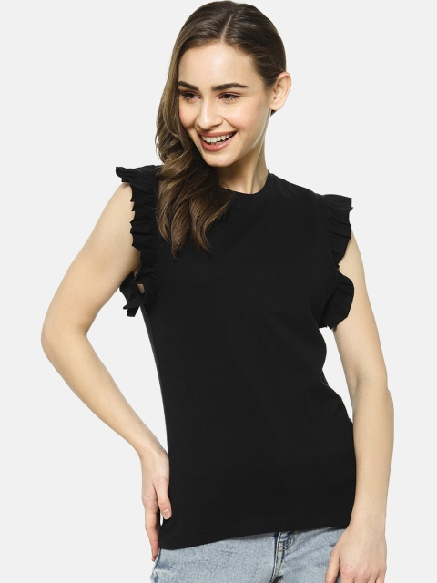 

Campus Sutra Women Black Solid Top