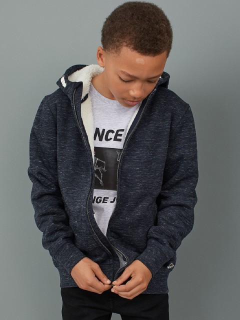 

H&M Boys Blue Pile-Lined Hooded Jacket