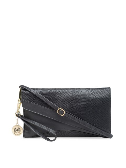 

Moedbuille Black & Gold-Toned Textured Embellished Clutch