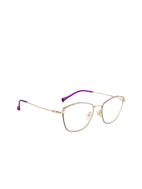 

Clark N Palmer Women Purple & Gold-Toned Embellished Full Rim Cateye Frames CNP-SL291-C17