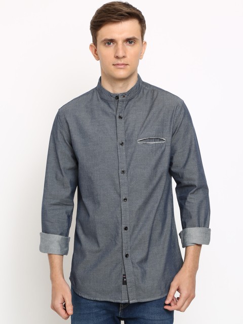 

TED HARBOR Men Grey Slim Fit Solid Casual Shirt
