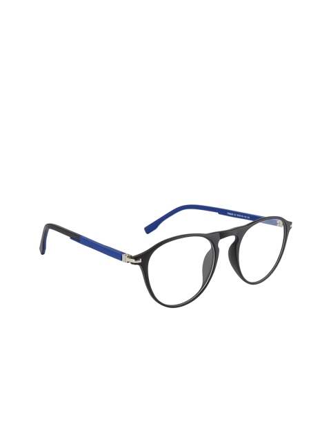 

Clark N Palmer Unisex Black & Blue Colourblocked Full Rim Oval Frames CNP-TR6606-C2