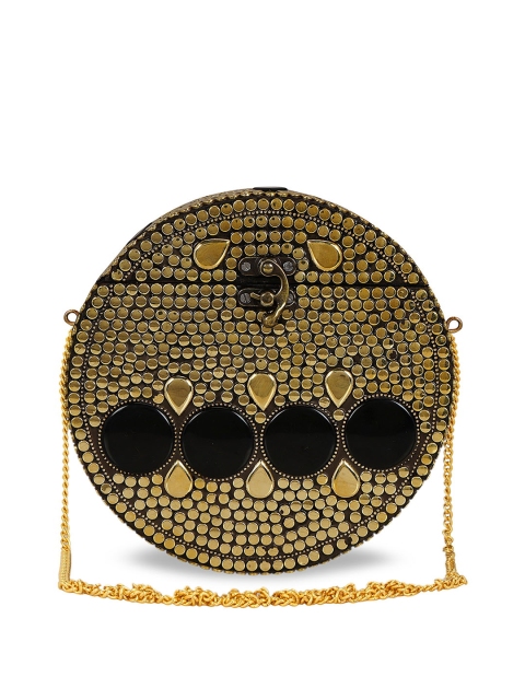 

Anekaant Gold-Toned & Black Embellished Clutch