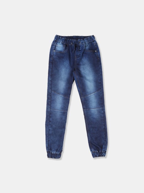 

Flying Machine Boys Blue Jogger Mid-Rise Clean Look Jeans