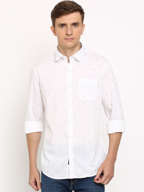 

TED HARBOR Men White Slim Fit Printed Casual Shirt
