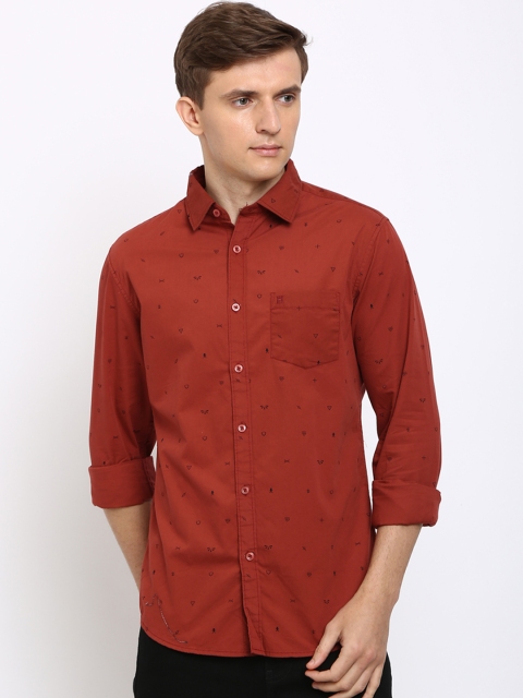 

TED HARBOR Men Red & Black Slim Fit Printed Casual Shirt