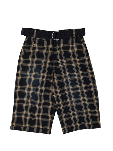 

Noddy Boys Navy Blue And Beige Checked Regular Fit Regular Shorts