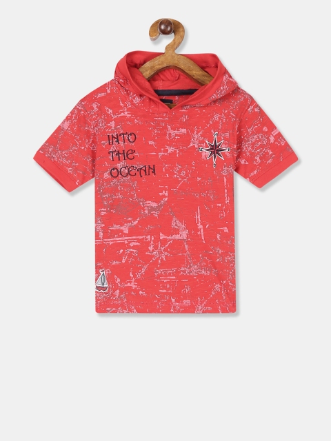 

Cherokee Boys Red & Pink Printed Hood T-shirt