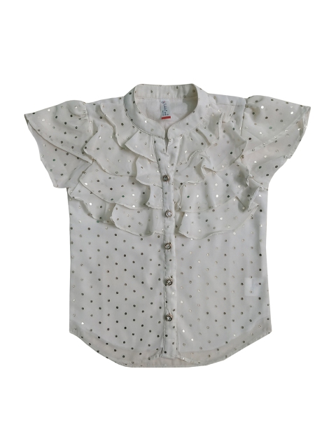 

KiddoPanti Girls Grey Printed Shirt Style Top