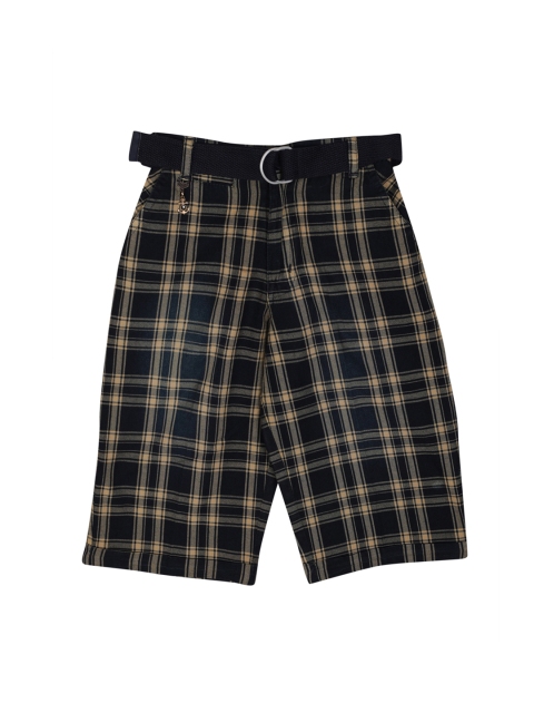 

Noddy Boys Navy Blue And Beige Checked Regular Fit Regular Shorts