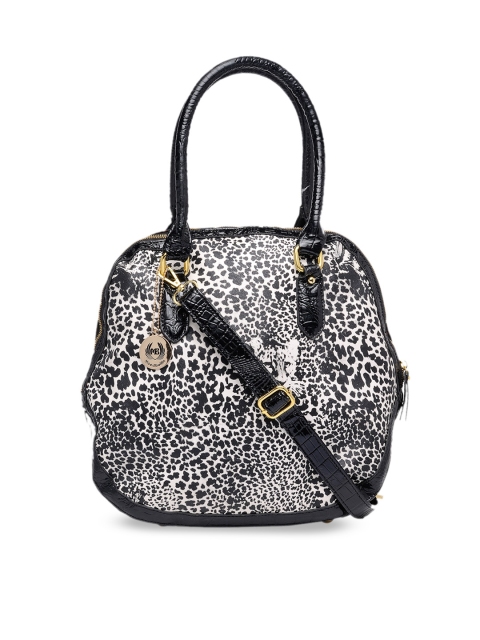 

Moedbuille Black & White Animal Skin Textured Handheld Bag