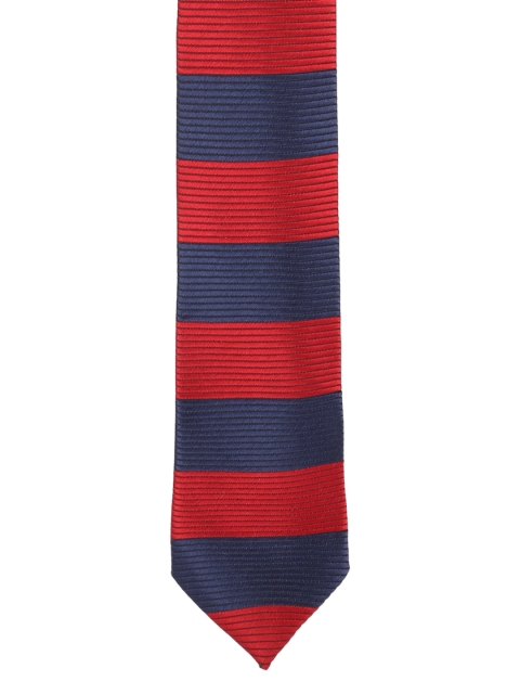 

Peter England Red & Navy Blue Striped Broad Tie