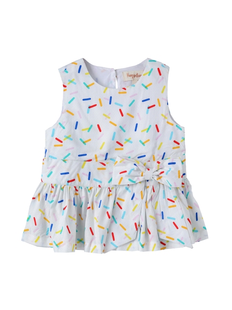 

Hugsntugs Girls White Printed A-Line Top