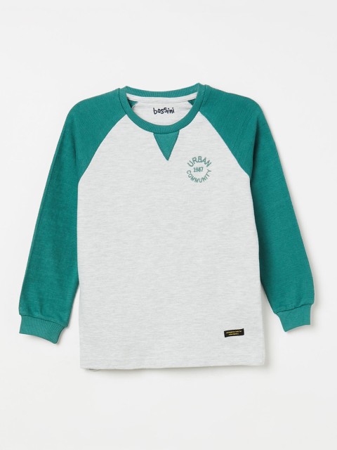 

Bossini Boys Grey Melange Colourblocked Round Neck T-shirt