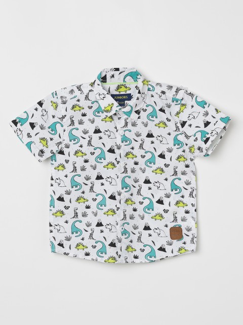 

Juniors by Lifestyle Boys White Slim Fit Printed Casual Shirt
