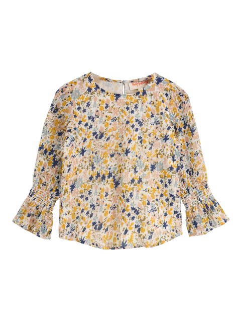 

Hugsntugs Girls Off-White & Yellow Printed A-Line Top