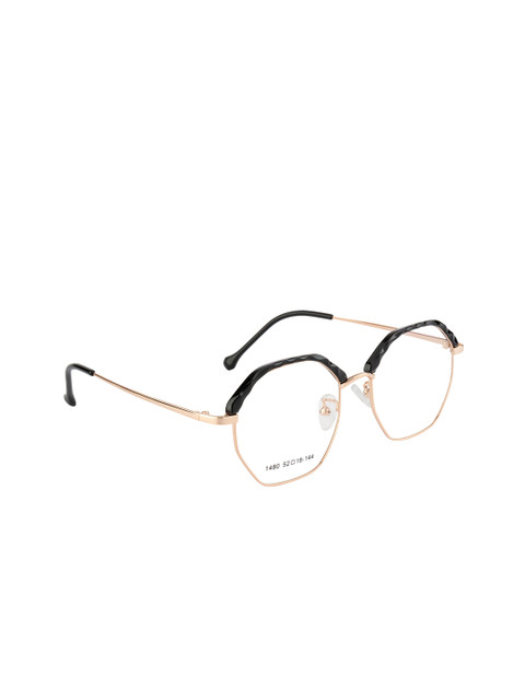 

Clark N Palmer Women Black & Gold-Toned Colourblocked Full Rim Browline Frames CNP-1480-C1