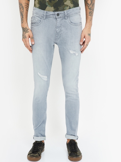 

Forca by Lifestyle Men Grey Super Skinny Fit Mid-Rise Low Distress Jeans
