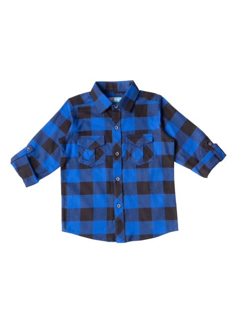 

Kid Studio Boys Blue & Black Regular Fit Checked Casual Shirt