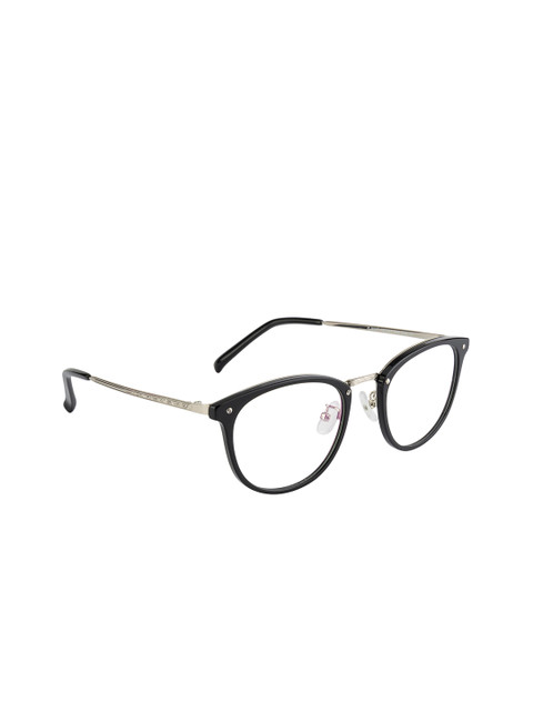 

Clark N Palmer Unisex Black & Silver-Toned Solid Full Rim Oval Frames CNP-G8067-C01