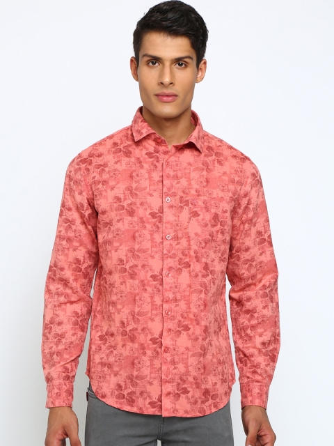 

TED HARBOR Men Pink Slim Fit Printed Casual Shirt