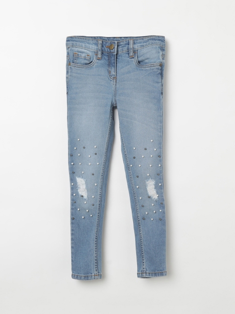 

Fame Forever by Lifestyle Girls Blue Skinny Fit Mid-Rise Low Distress Jeans