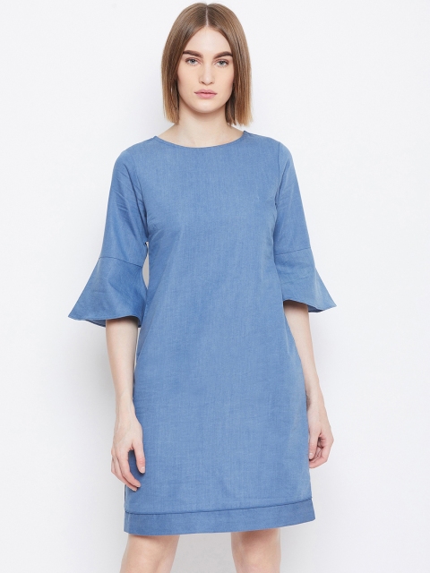

Imfashini Women Blue Solid A-Line Dress