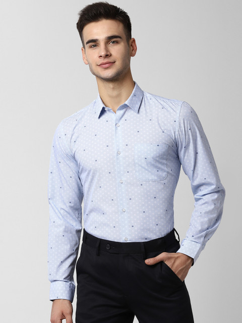 

Peter England Men Blue Slim Fit Self Design Formal Shirt