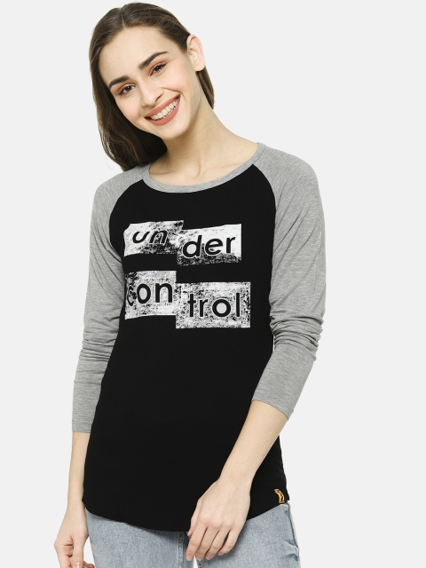 

Campus Sutra Women Black Colourblocked Top
