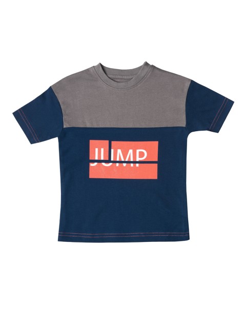 

Kid Studio Boys Navy Blue & Grey Printed Round Neck T-shirt