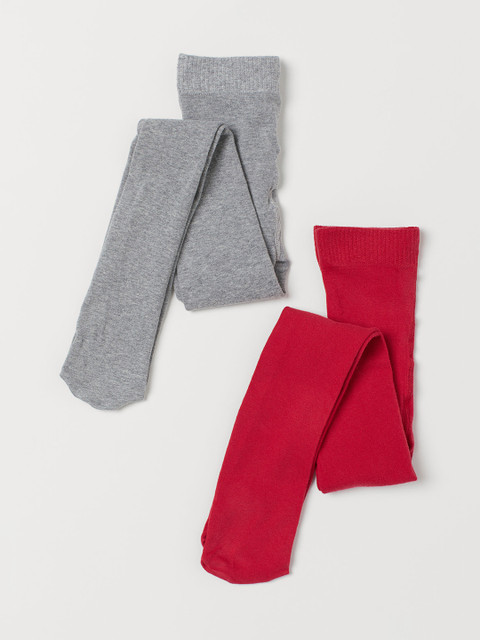 

H&M Girls Red & Grey 2-Pack Fine-Knit Tights